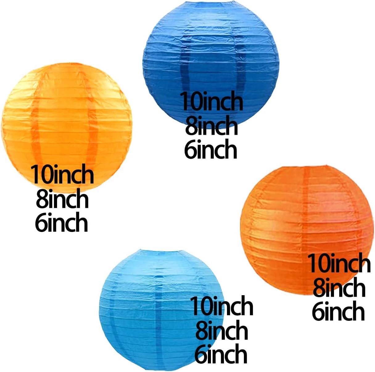 12pcs Orange and Blue Paper Lanterns,Hanging Paper Lanterns for Bridal Shower Rustic Boho Birthday Wedding Home Decor Party Decoration