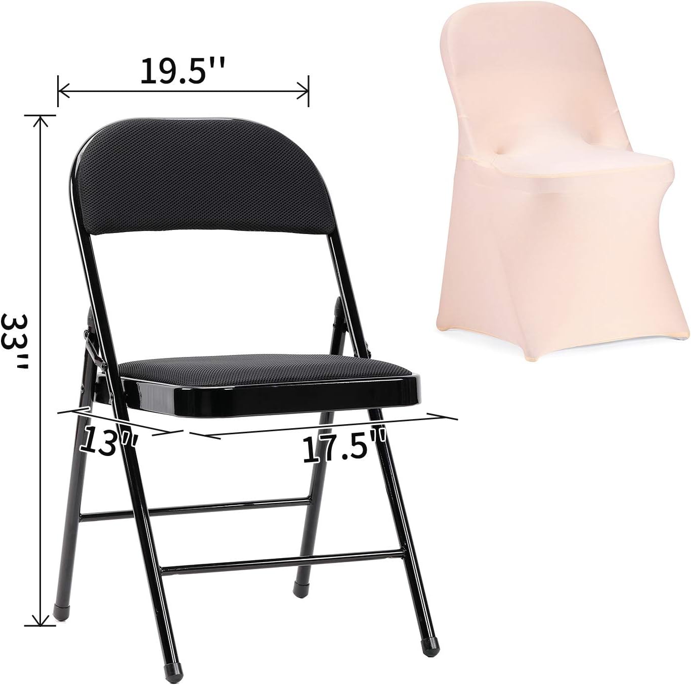 Peomeise Stretch Spandex Folding Chair Cover for Wedding Party Dining Banquet Event (Blush Pink,6pcs)