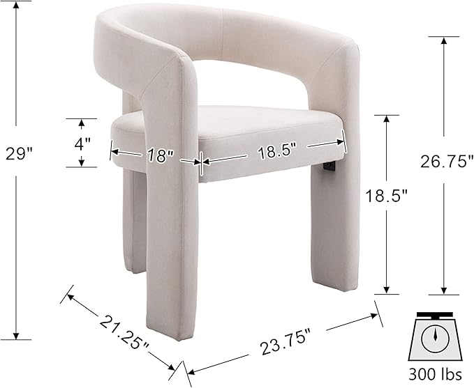 VESCASA Linen Barrel Dining Chair - Image 3