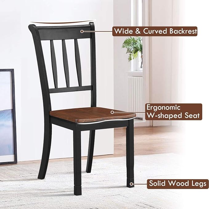 Giantex Wood Dining Chairs Set of 2, Armless Kitchen Chairs w/Solid Rubber Wood - Image 5
