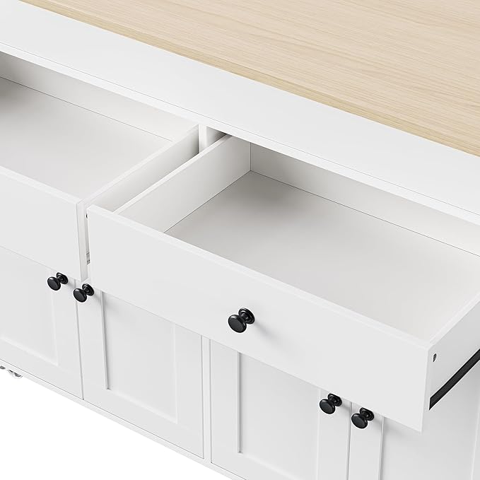 74.5 Inch Kitchen Island with Extendable Dining Table, Rolling Kitchen Island - Image 8