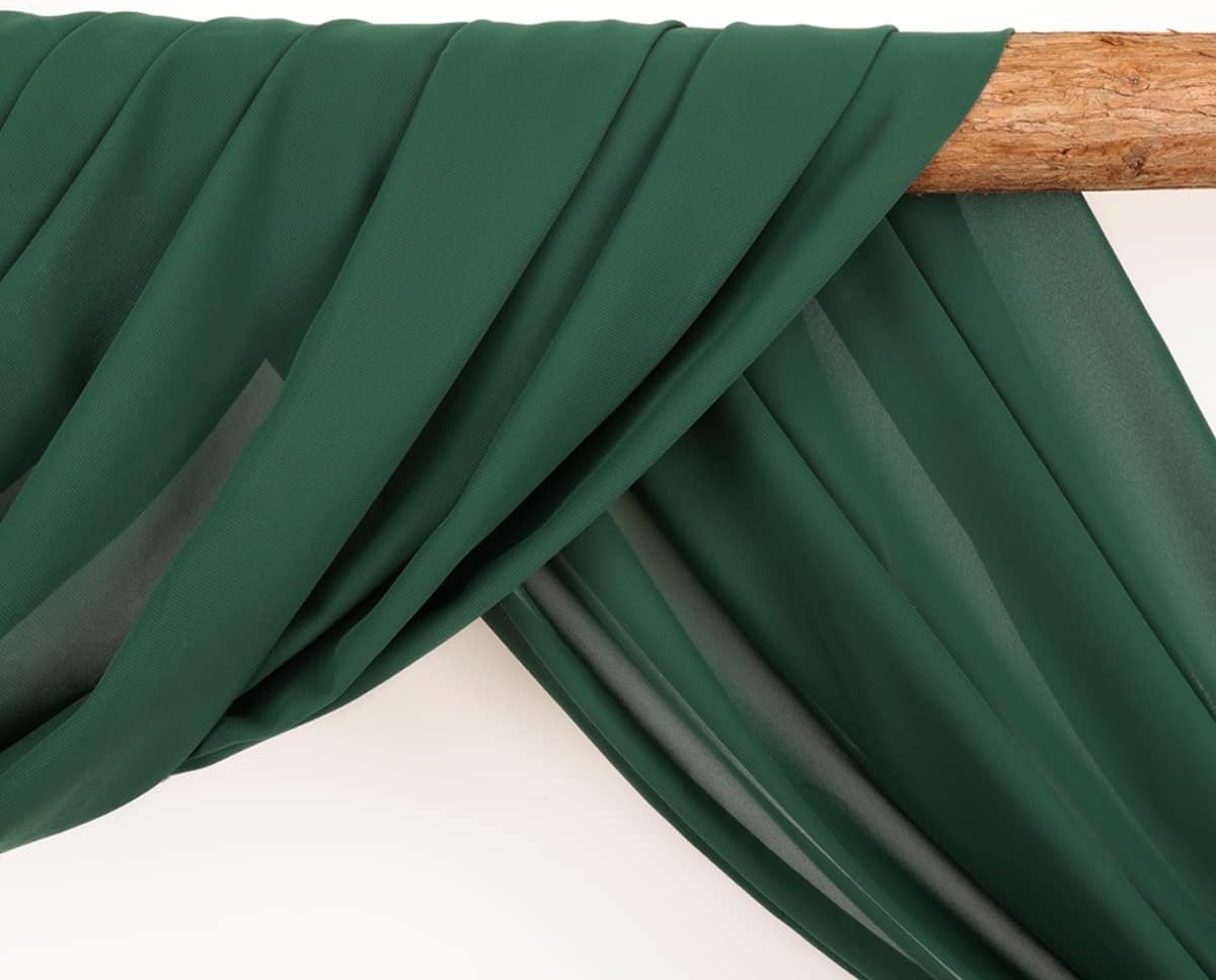 Wedding Arch Draping Fabric 4 Panels 30'' x 18FT Emerald Green Sheer Chiffon Arch Drapery for Photo Booth Bridal Shower Baby Shower Church Decor Newborn Photography Christening Outdoor Party