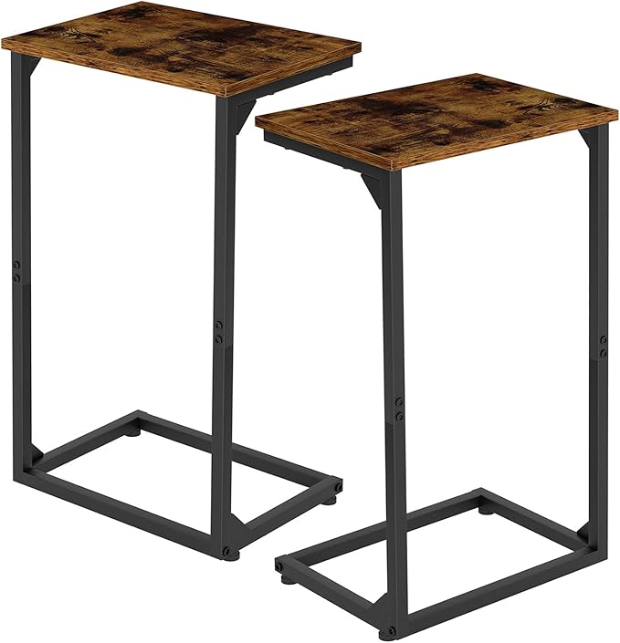 AMHANCIBLE C Shaped End Tables Set of 2, Couch Side Tables that Slide Under Sofa by AMHANCIBLE