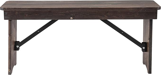 Flash Furniture HERCULES 40" x 12" Folding Farm Bench, Solid Pine Entryway - Image 8