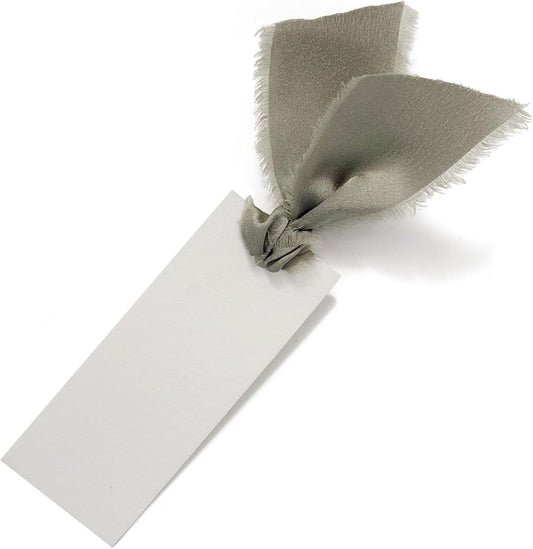 40 Pcs Place Cards for Table Setting - 3.94"X1.57" Table Name Cards with Dusty Green Ribbon Name Tags for Wedding Dinner Party Events