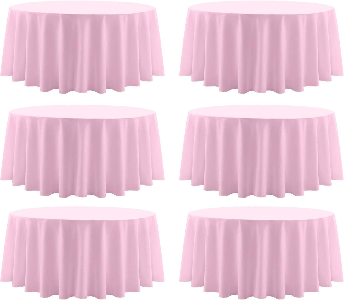 Round Tablecloth 6 Pack 108 Inch Pink Tablecloths Washable Decorative Linen Polyester Table Clothes Cover for Dining Table Banquets Buffet Parties and Wedding