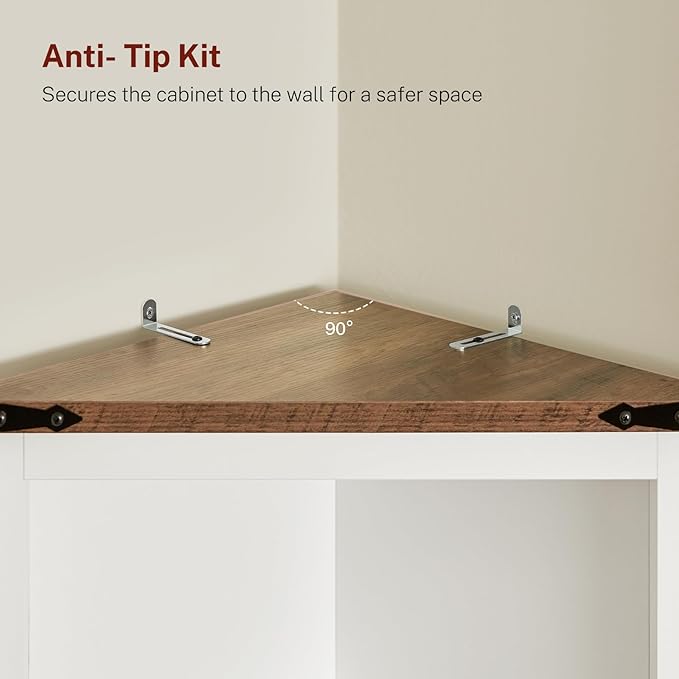 TEENFON Farmhouse Corner Cabinet, Bathroom Cabinet - Image 7
