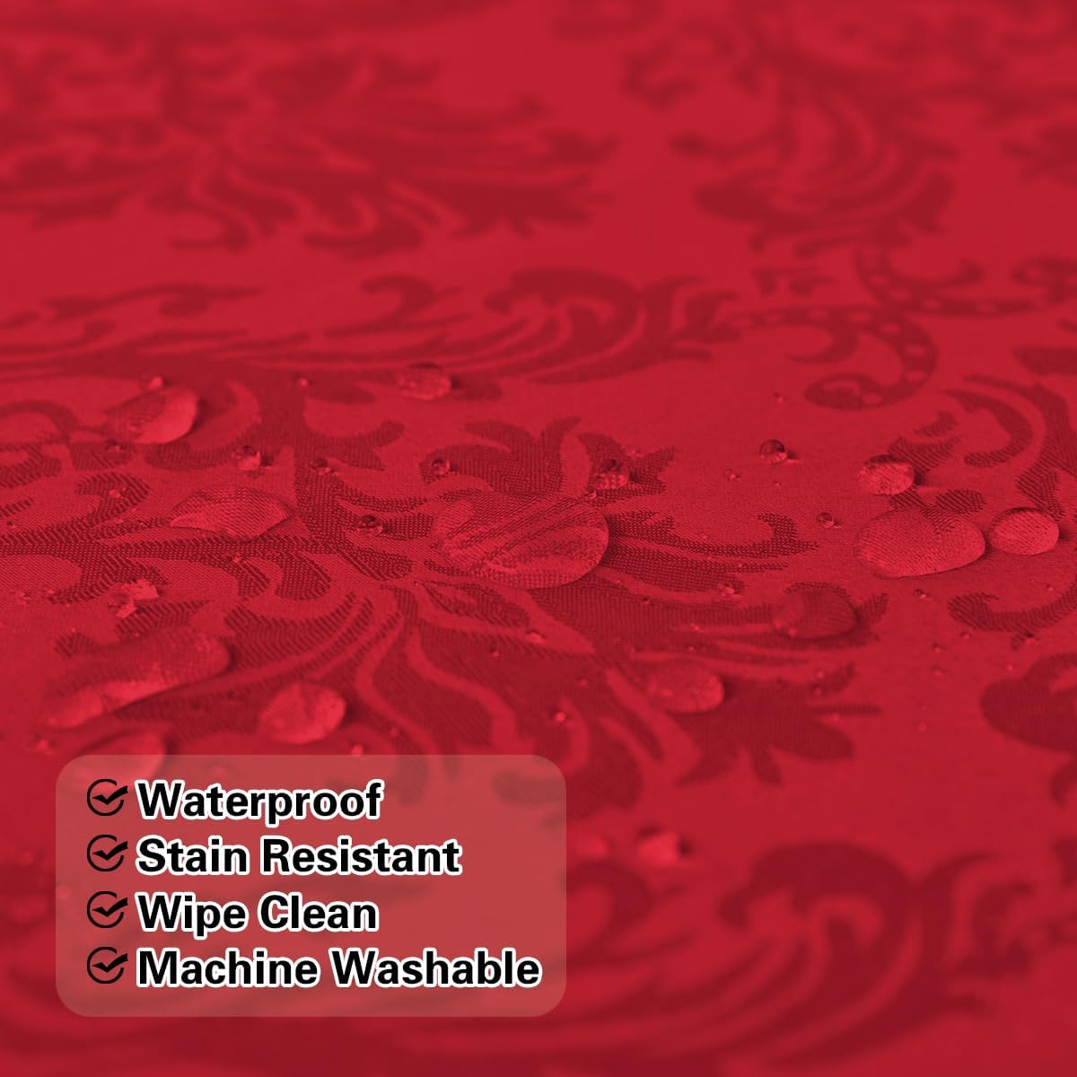 Jacquard Christmas Tablecloth Rectangle 52 x 70 Inch, Waterproof Wrinkle Free Floral Damask Table Cloth, Soft Fabric Table Cover for Xmas, Holiday, Winter, Holiday, Party, Wedding, Red