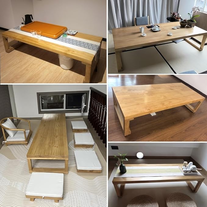 Japanese Style Vintage Rectangular Tea Table Low Floor Table - Image 3