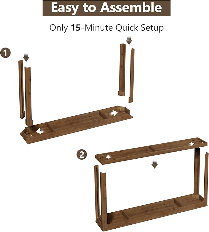 Solid Wood Console Table 63", Farmhouse Sofa Table - Image 9
