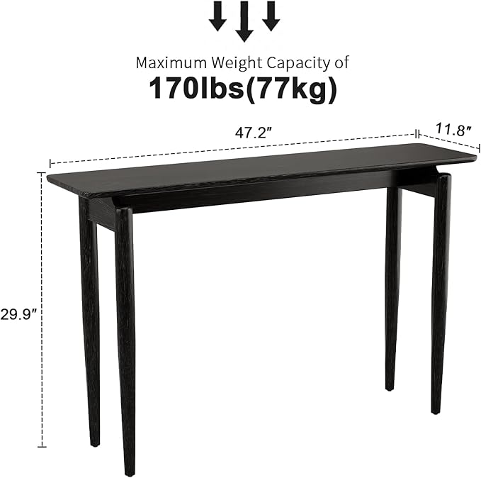 AQIMUELE Wood Console Table Black Entryway Table, Thin Console Table, Sofa - Image 2