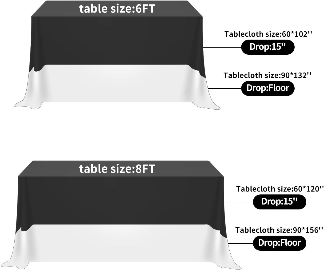 Fokitut 2 Pack Waterproof Rectangle Tablecloth, 60x102 Inch, Stain Resistant and Wrinkle Polyester Table Cloth, Fabric Table Cover for Kitchen Dining, Wedding, Party, Holiday Dinner-Mediterranean Blue