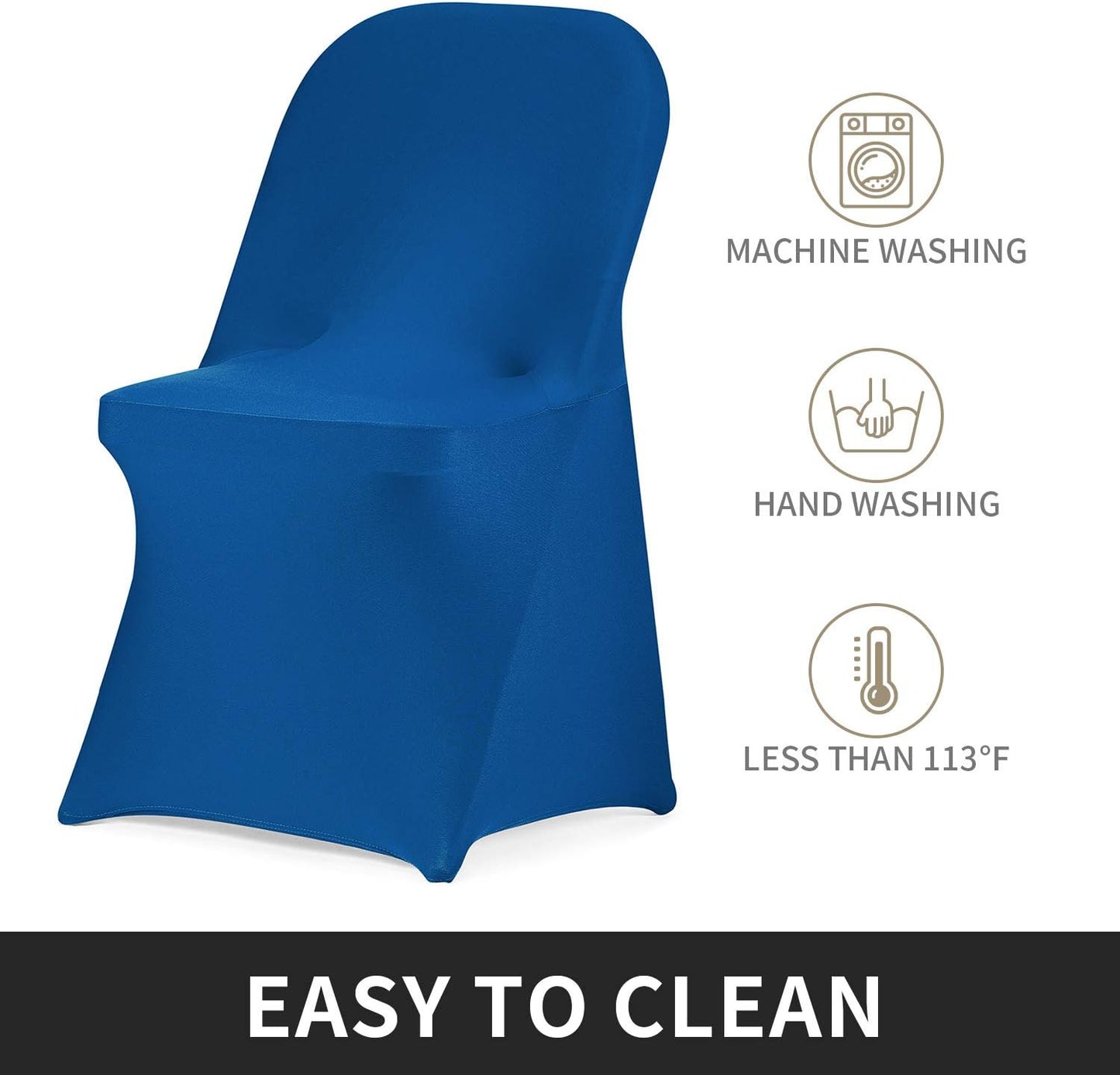 Peomeise Stretch Spandex Folding Chair Cover for Wedding Party Dining Banquet Event (Classic Blue,12pcs)