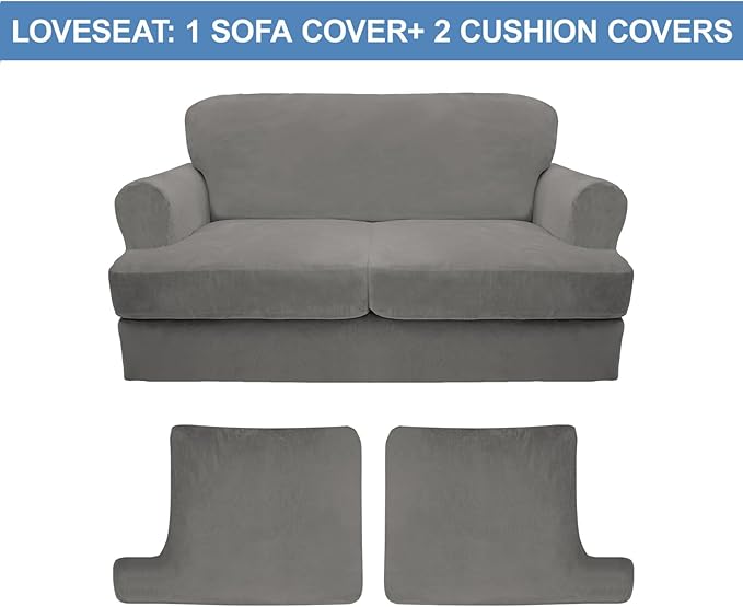 CUCRAF Cushion Sofa Cover 3 Piece Slipcovers, Soft Thick Velvet Couch Cover - Image 5