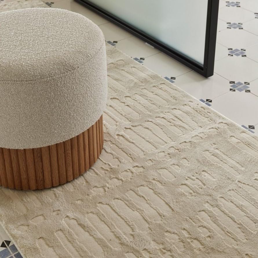 Revival Rugs Shell 2'7"x9' Machine Washable Runner Rug for Hallway Entryway - 100% Recycled Oeko-TEX Certified, Medium Pile, Beige, Cream