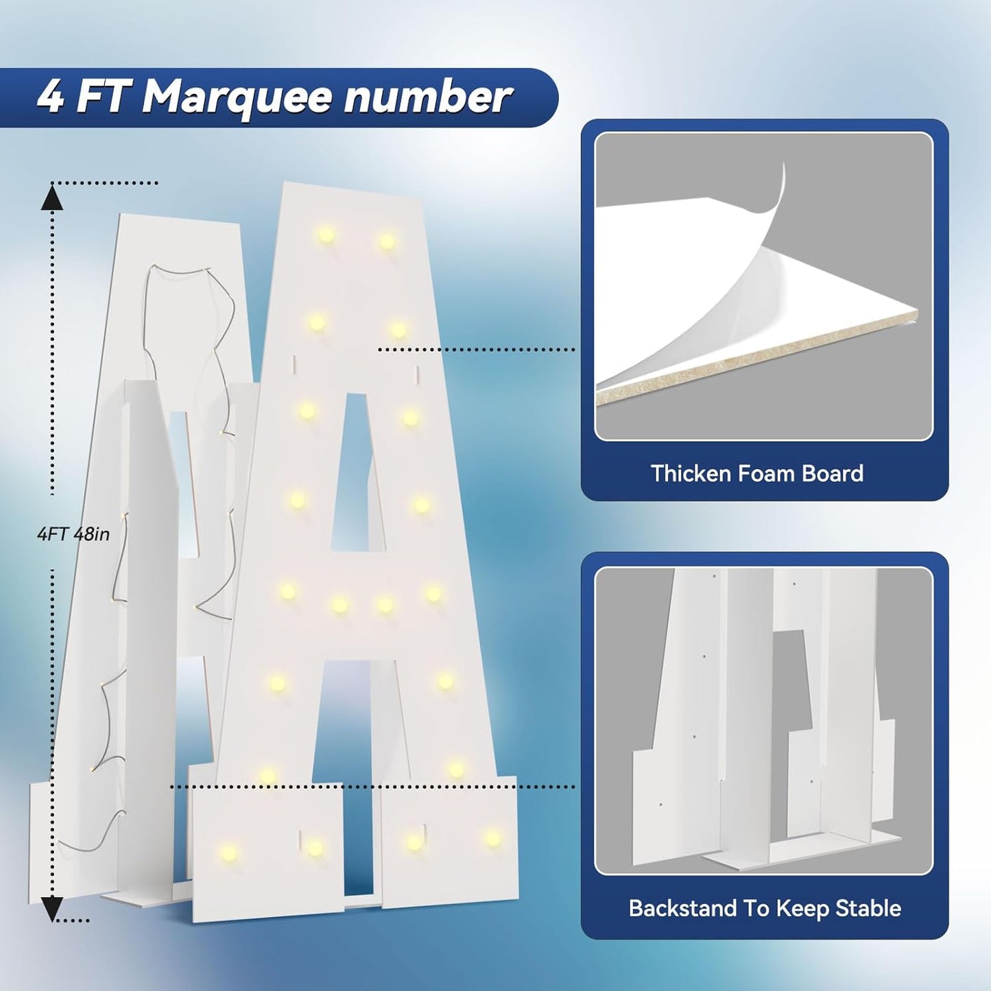 4FT Marquee Light Up Letters - Large Marquee Letters 4 Feet Tall for Birthday Party Decorations, Big Letter for Wedding Event Marry Me Baby Shower Bridal Shower, Letter &