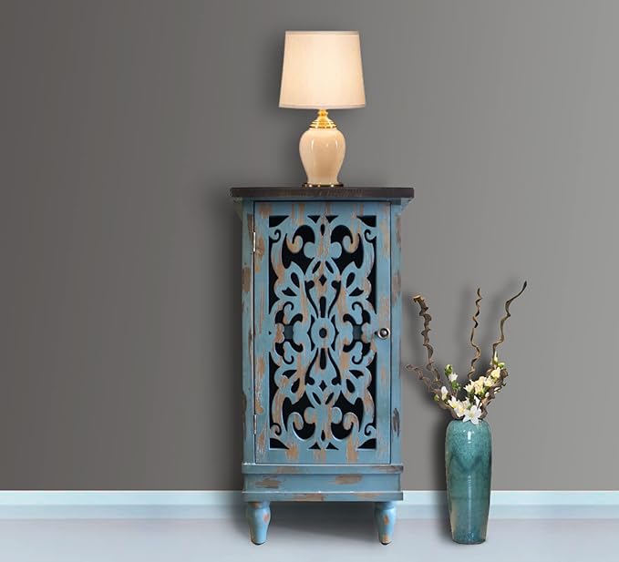 eHemco Distressed Blue Accent End Table - Image 4