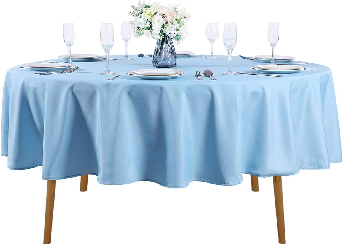 70 inch Round Tablecloth Washable Polyester Table Cloth Decorative Table Cover for Wedding Party Dining Banquet（70 inch,Blue Mist）