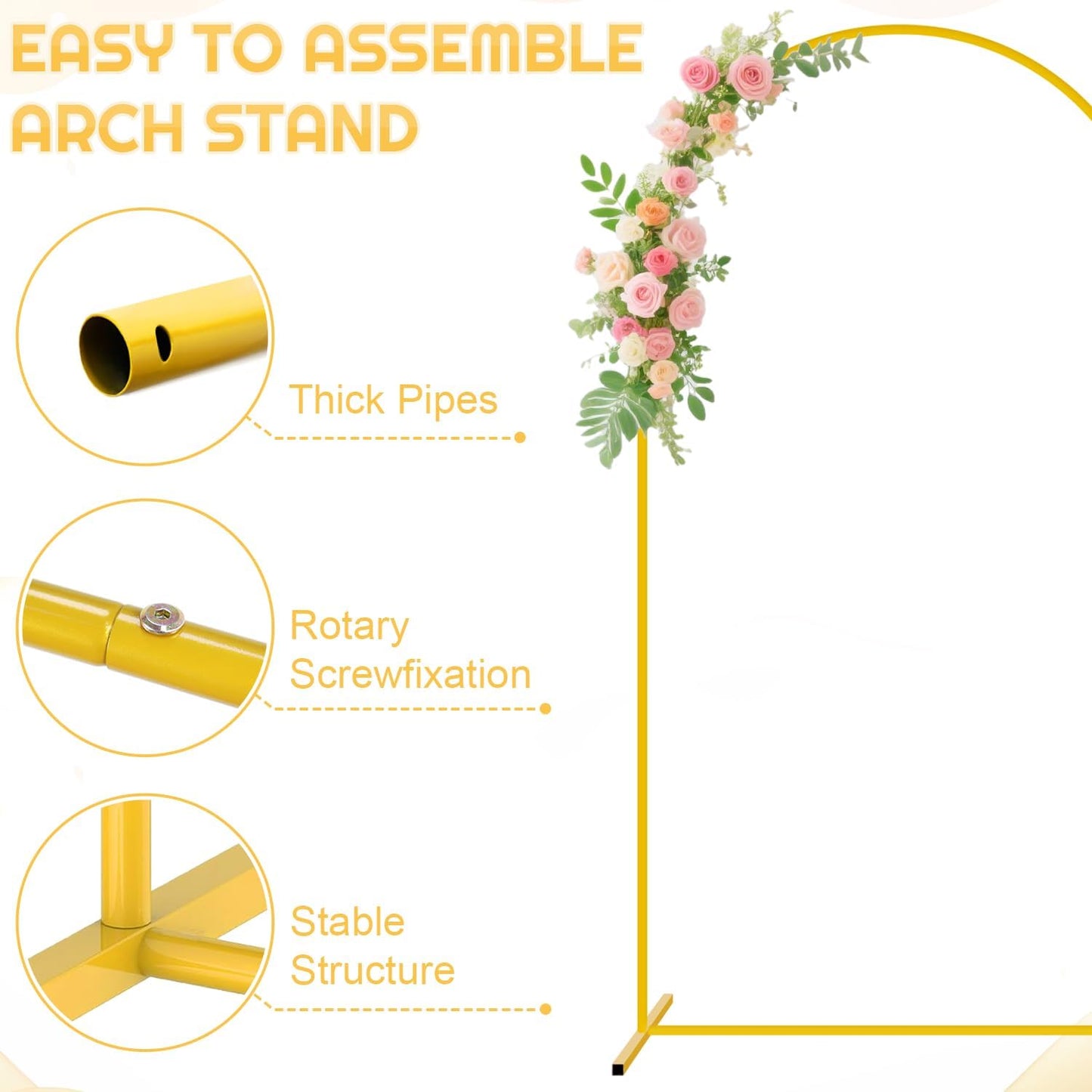 FUHSY 7.2 FT Metal Arch Backdrop Stand and Arch Cover Set Wedding Backdrop Arches Stands with Dusty Rose Spandex Arched Stand Cover for Party Birthday Ceremony Graduation Banquet Decorations