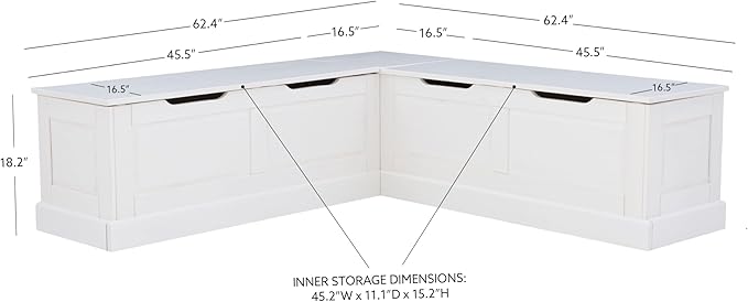 Linon Harris White Solid Pine Backless Nook - Image 2