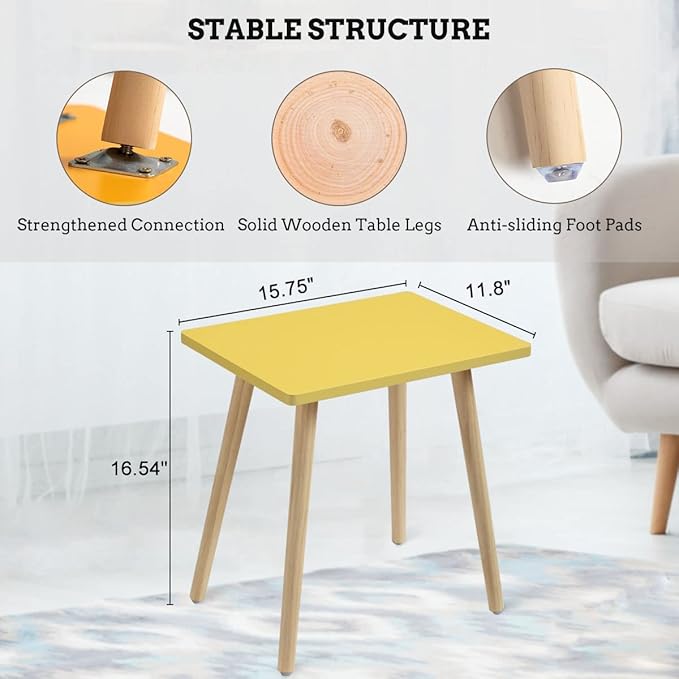 FORAOFUR Side Tables Living Room Set of 2, Small Wooden Table Accent Table - Image 3