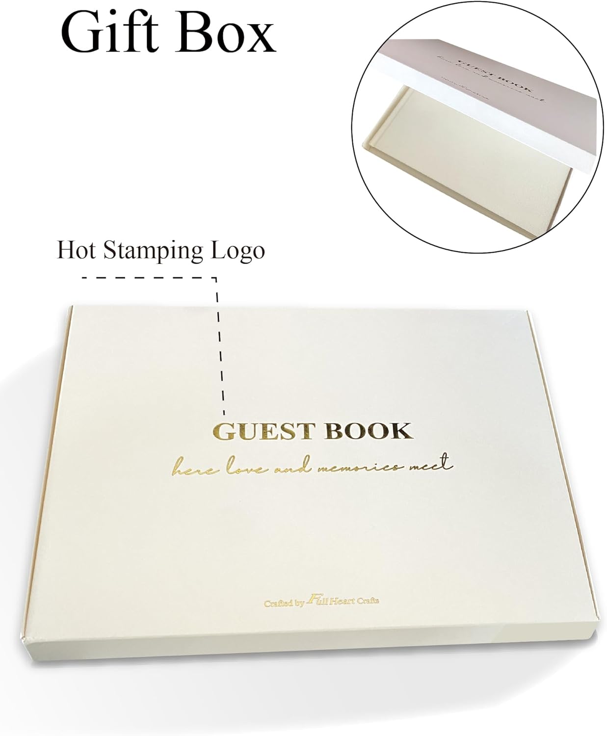Elegant Linen Wedding Guset Book - Polaroid Guest Book for Wedding Reception,Baby Shower,Bridal Shower and Special Events - 100 Blank Pages for Sign in and Photos (A-Cream)