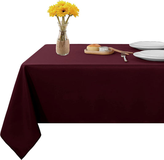 Fitable Rectangle Tablecloth Stain and Wrinkle Resistant Washable Polyester Table Cloth for Buffet Parties and Camping (54x108 inch, Burgundy)