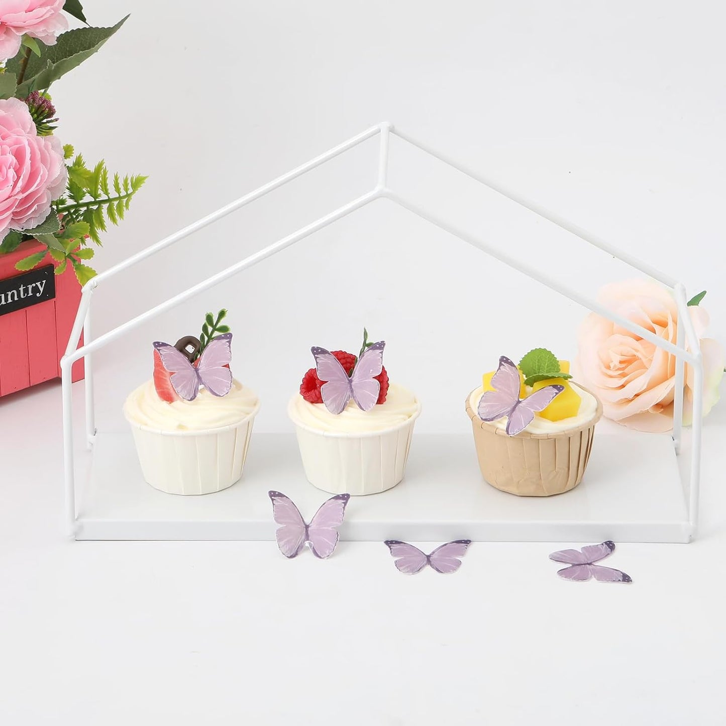 48Pcs 2" Purple Edible Butterflies Cake Toppers Wafer Glutinous Paper Butterfly for Cake Cupcake Decoration Colorful Small Pastel Cupcake Topper Decoratings for Wedding Birthday Baby Shower(Mix Size)