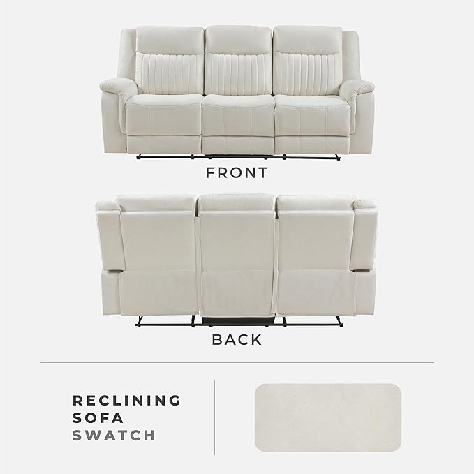 Lexicon Manual Double Reclining Sofa, Polished Microfiber Upholstered 3 Seater - Image 6
