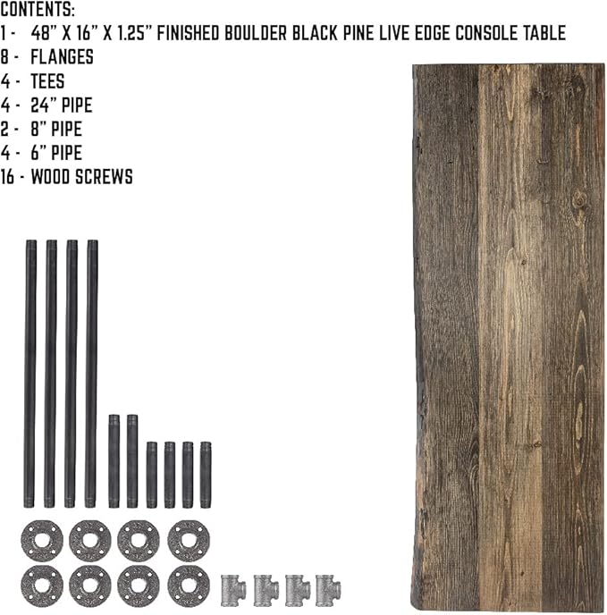 Restore by Pipe DÉCOR Live Edge Wood Console Table 48 in. x 16 in. x 34 in. - Image 7