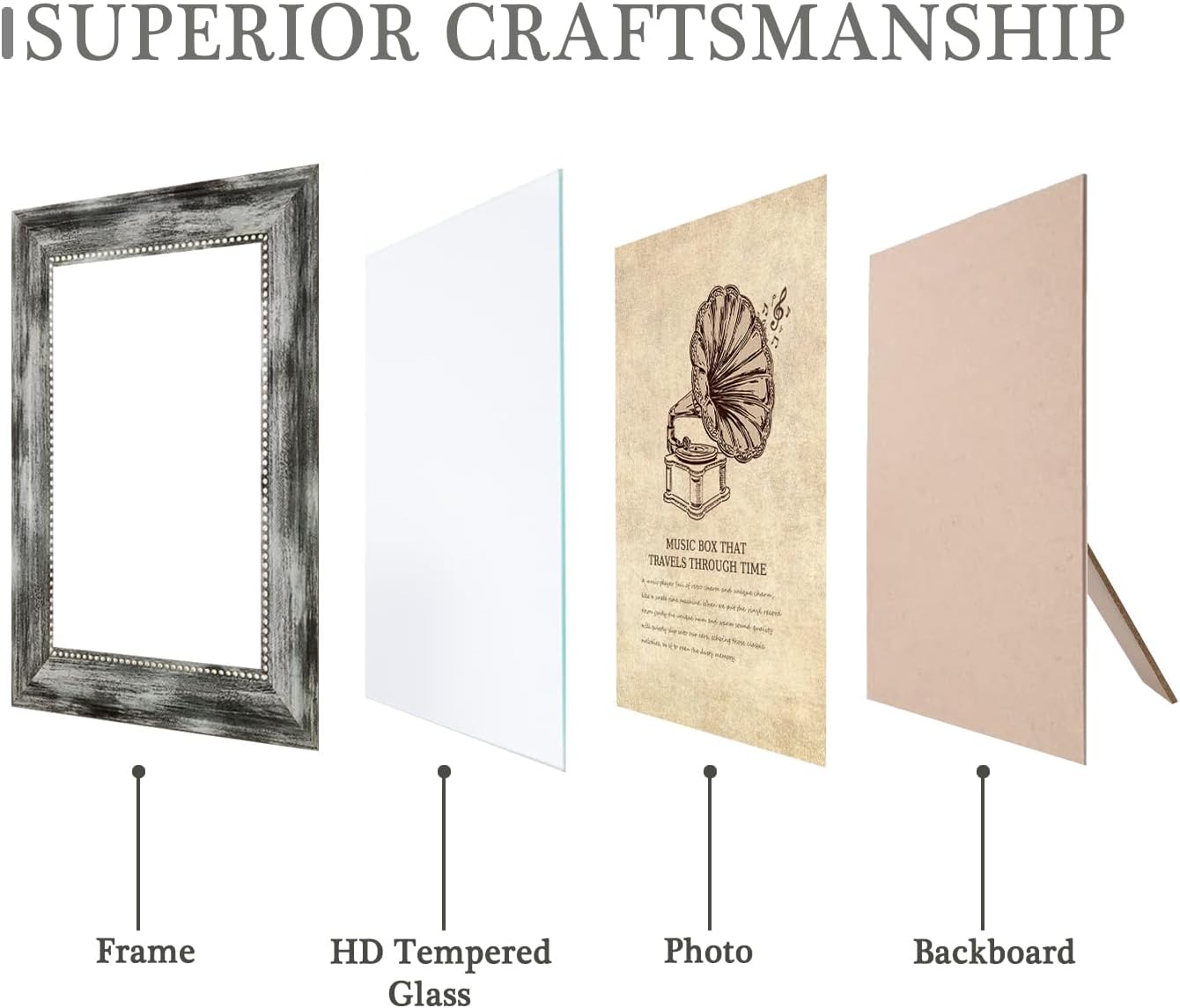 8x10 Picture Frames Set of 4 Vintage Photo Frame, Rustic Retro Photo Frame with Real Glass,Decorative Art Wall Mount and Tabletop Display Family Friends Wedding Gift