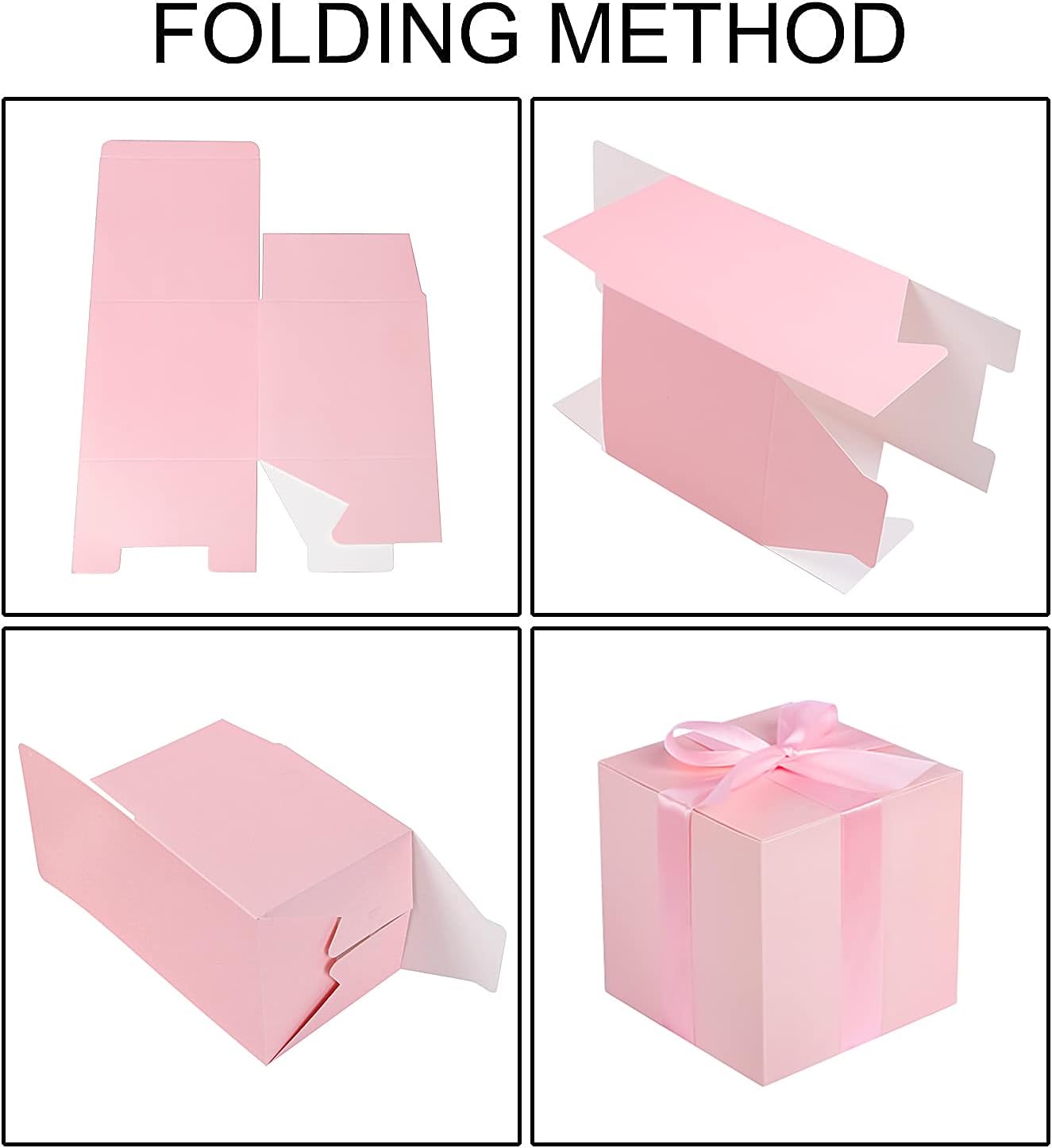 COTOPHER Small Gift Boxes 25 Pack 6x6x6 inches Pink Gift Boxes with Lids for Gifts, Crafting, Wedding Party Favor, Cupcake Boxes, Candy, Bridesmaids Proposal Box with Ribbons and Stickers