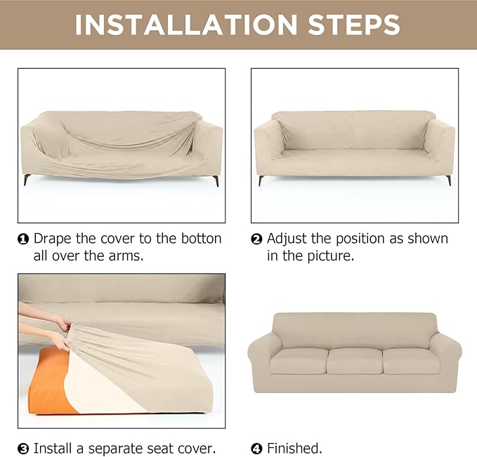 HunnmingRe Sofa Covers for 3 Cushion Couch Stretch Sofa and Loveseat Covers Set - Image 4