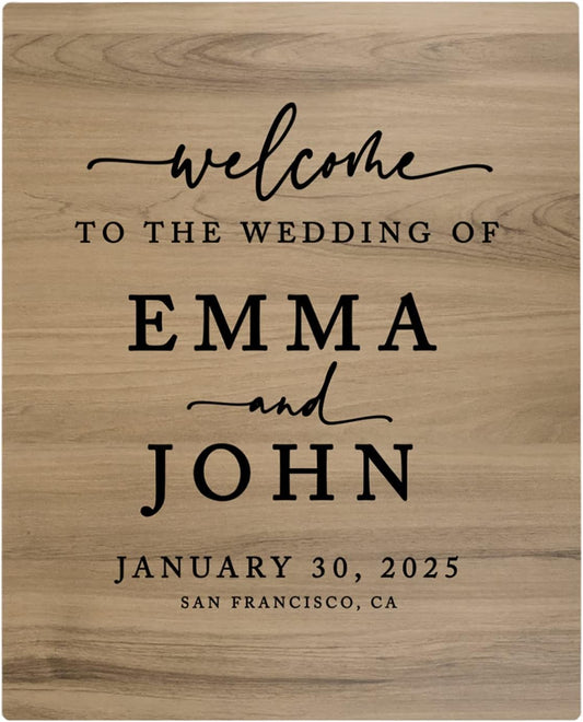 Andaz Press Large Wooden Welcome Sign for Wedding Rustic Welcome Sign 16" x 20" Custom Names Date & Location Fall Wedding Signage English Oak MDF Wood Finish Wedding Reception Indoor Outdoor Signs