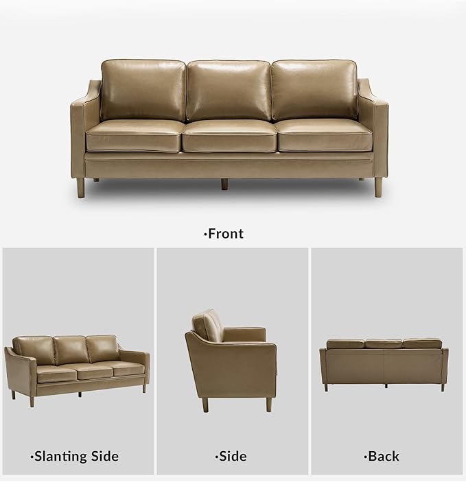 Kingfun 80" Faux Leather Sofa, 3 Seater Couch, Mid Century Modern Couches - Image 9