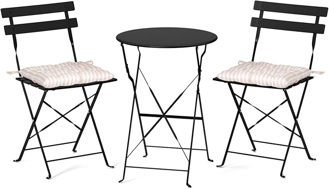 VINGLI Outdoor Folding Bistro Table and Chairs Set of 2, 3-Piece Bistro Set by VINGLI
