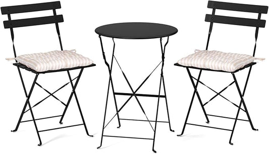 VINGLI Outdoor Folding Bistro Table and Chairs Set of 2, 3-Piece Bistro Set by VINGLI