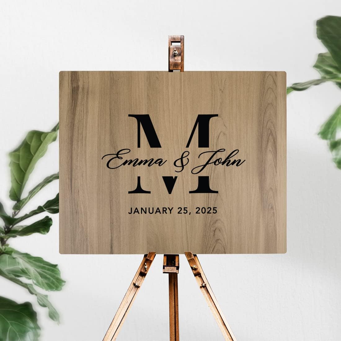 Andaz Press Large Wooden Welcome Sign for Wedding, Rustic Welcome Sign 16" x 20" Custom Monogram, Names & Date Fall Woodland Wedding Signage English Oak MDF Wood Finish Reception Indoor Outdoor Signs