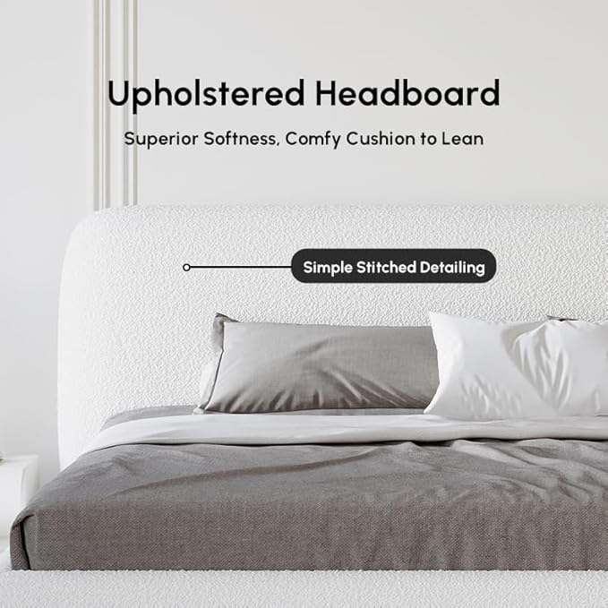 homary Modern Bedroom Furniture Set 2 Piece, Upholstered Headboard - Image 4