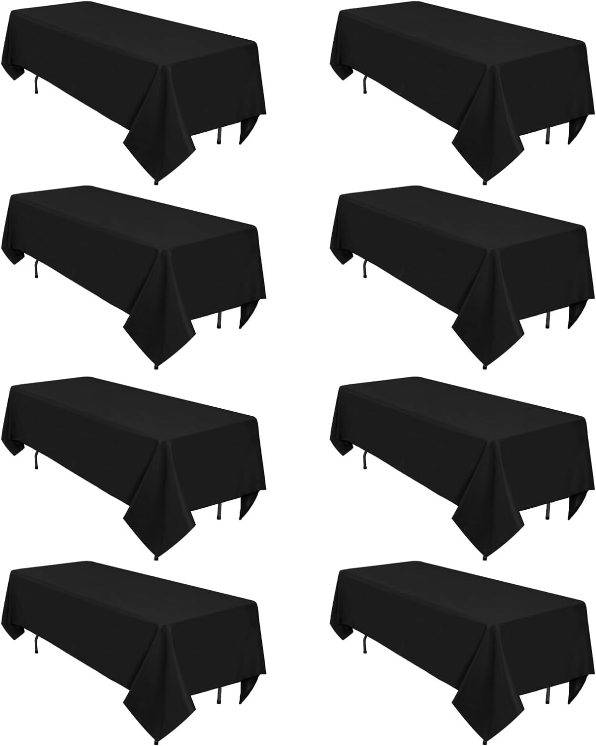 8 Pack Black Tablecloths 60 x 126 Inch Rectangular Table Cloths for Rectangle Tables 8ft, Wrinkle Resistant Black Table Cloth Washable Polyester Fabric for Buffet Wedding Party Banquet