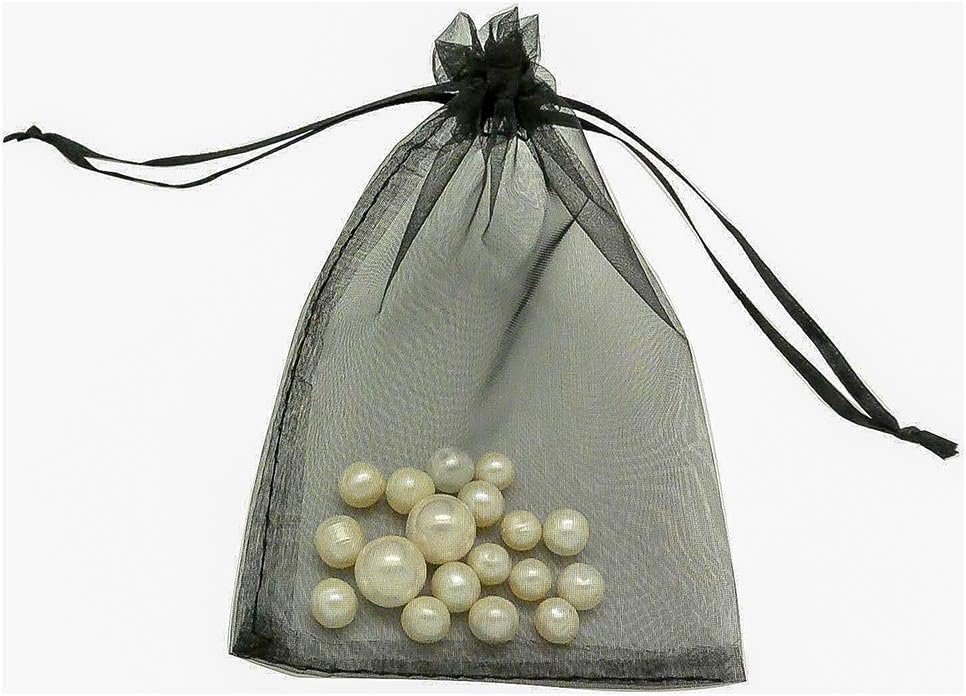 TheDisplayGuys 100-Pack 3x4 Black Sheer Organza Gift Bags with Drawstring, Jewelry Candy Treat Wedding Party Favors Mesh Pouch