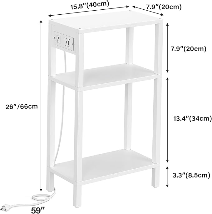 TUTOTAK Narrow Side Table with Charging Station, Small End Table with USB Ports - Image 3