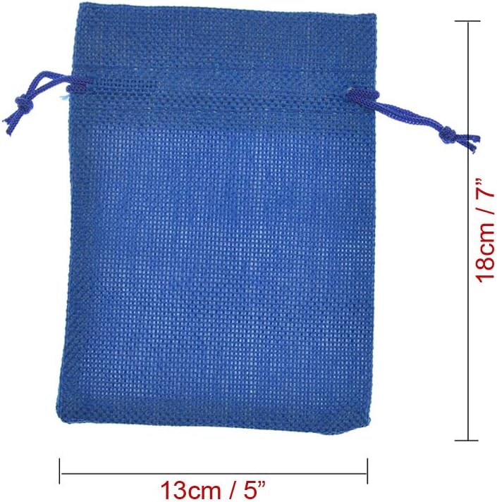 20pcs Burlap Bags with Drawstring 5x7 inch, Royal Blue Gift Bags Bulk Jewelry Pouches Sacks for Wedding Favors, Party, Christmas