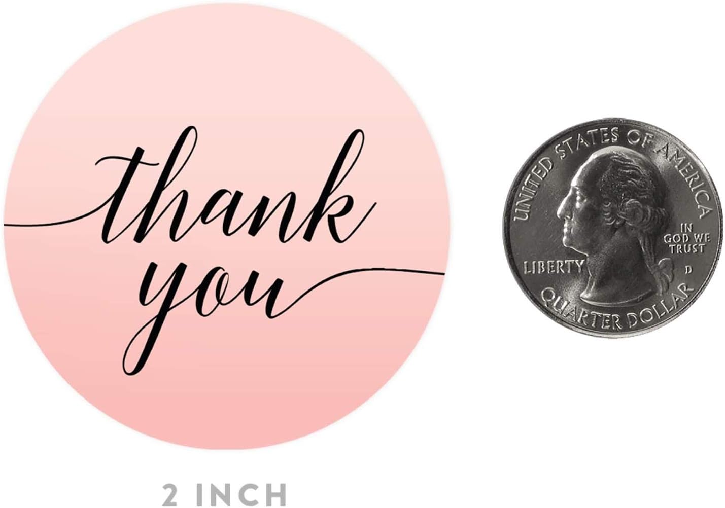 Andaz Press Blush Pink Rose Elegant Party Collection, Round Circle Label Stickers, Thank You, 40-Pack, Favors Decor Envelope Seals