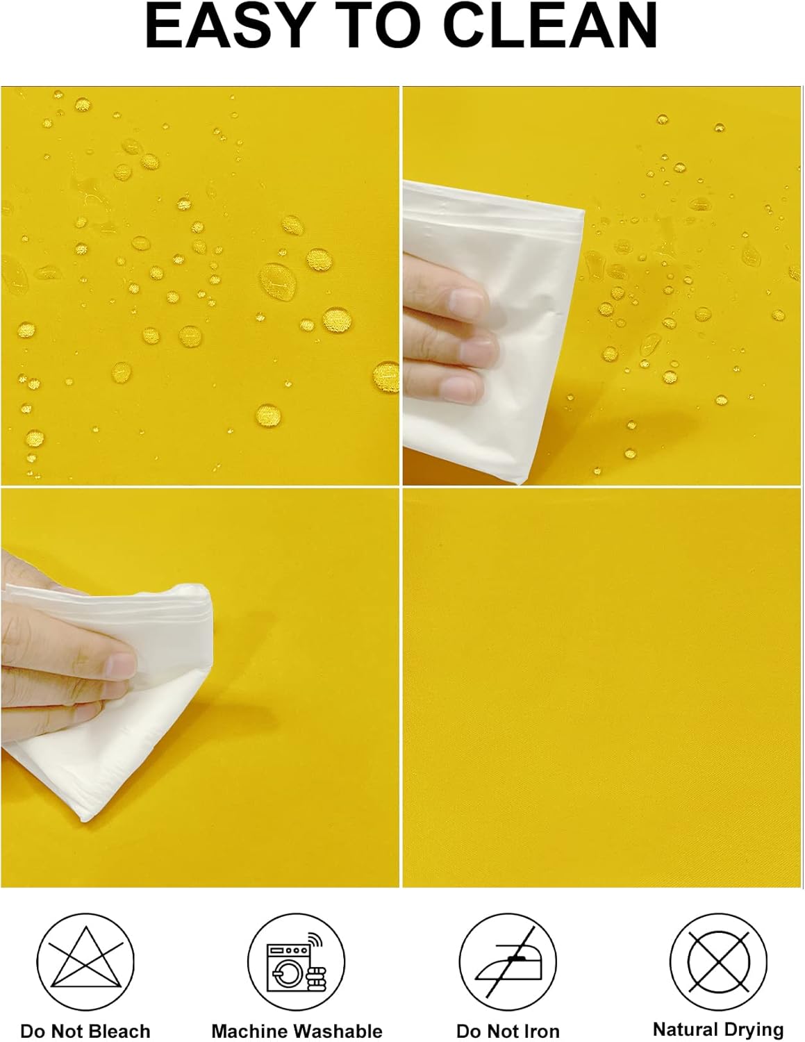 Fokitut 2 Pack Waterproof Round Tablecloth, 70 Inch, Stain Resistant and Wrinkle Polyester Table Cloth, Fabric Table Cover for Kitchen Dining, Wedding, Party, Holiday Dinner-Yellow