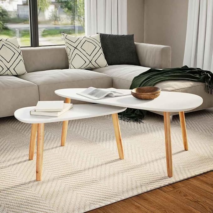 Scandinavian Style Coffee Table Set of 2 by Unknown