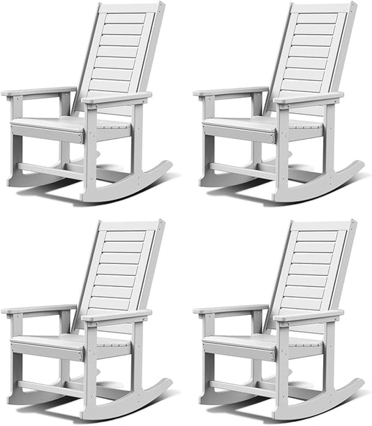 GREENVINES Outdoor Rocking Chairs | Set of 4 | Porch Rocker | HDPE Plastic | by GreenVines