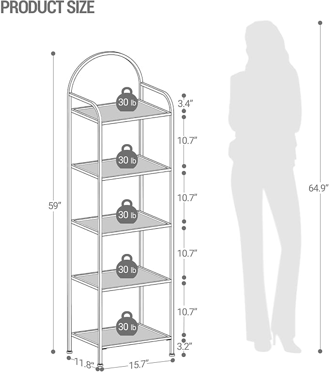 Hzuaneri Bookcase Bookshelf, Tempered Glass Bookshelves, Slim Shelving Unit - Image 2