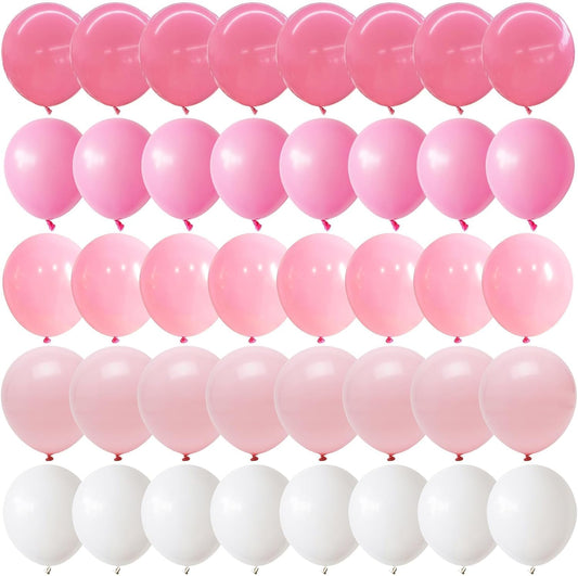 Pink and White Balloons, Pack of 60PCS Dusty Light Pastel Pink White Bow Balloon, Baby Pink Latex Balloon for Girls Women Kitty Birthday Wedding Bridal Baby Shower Cat Theme Party Decorations Supplies