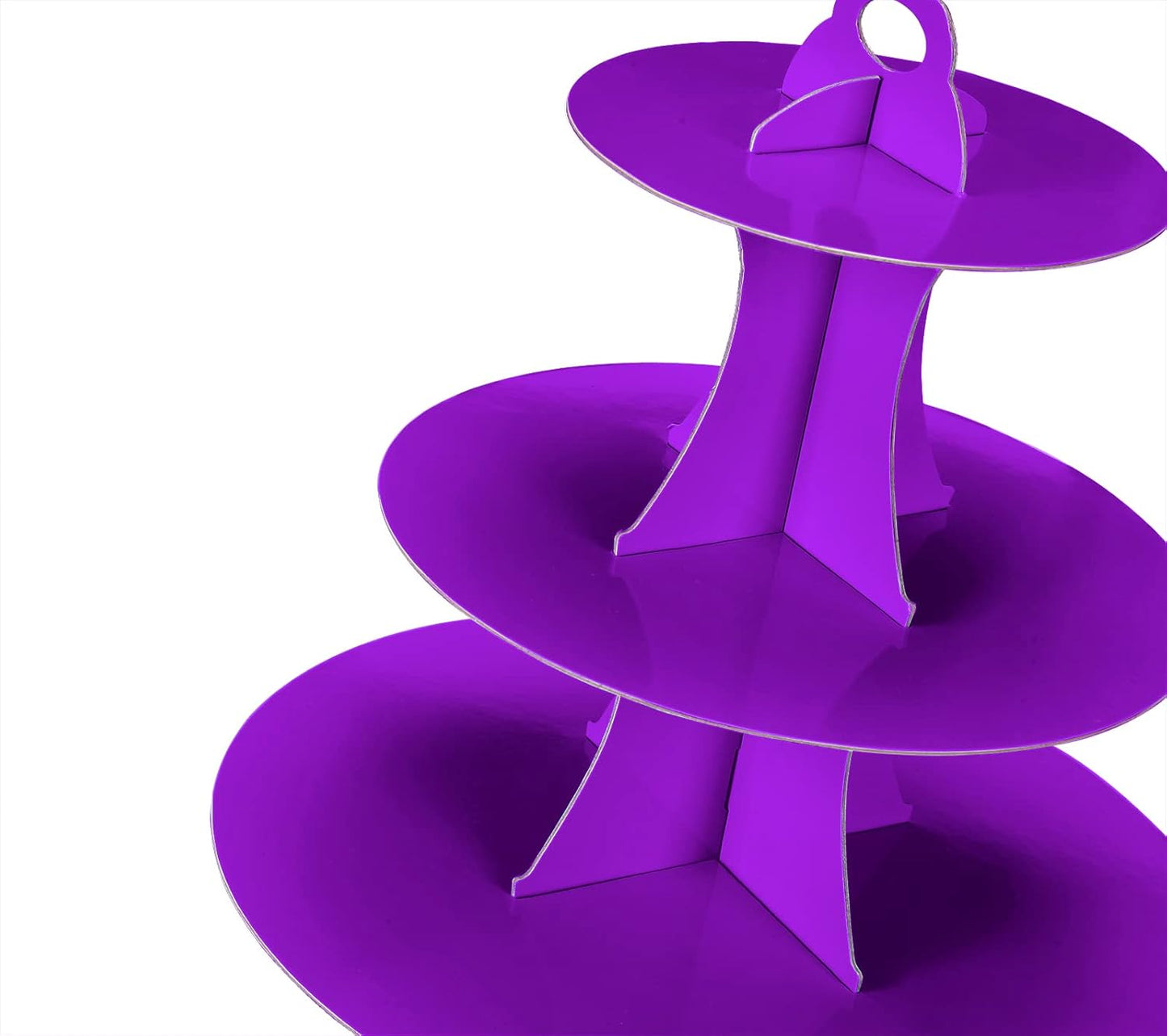 2Pcs 3-Tier Cupcake Stand, Cake Stand holder, Tiered DIY Cupcake Stand Tower for Dessert Table Displays, Birthday Theme Party Favors Decoration, Floral Tea Party, 12" W x 12.8" H, Purple